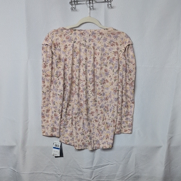 Democracy Floral Long Sleeve Tee - Cream and Purple - Picture 4 of 5